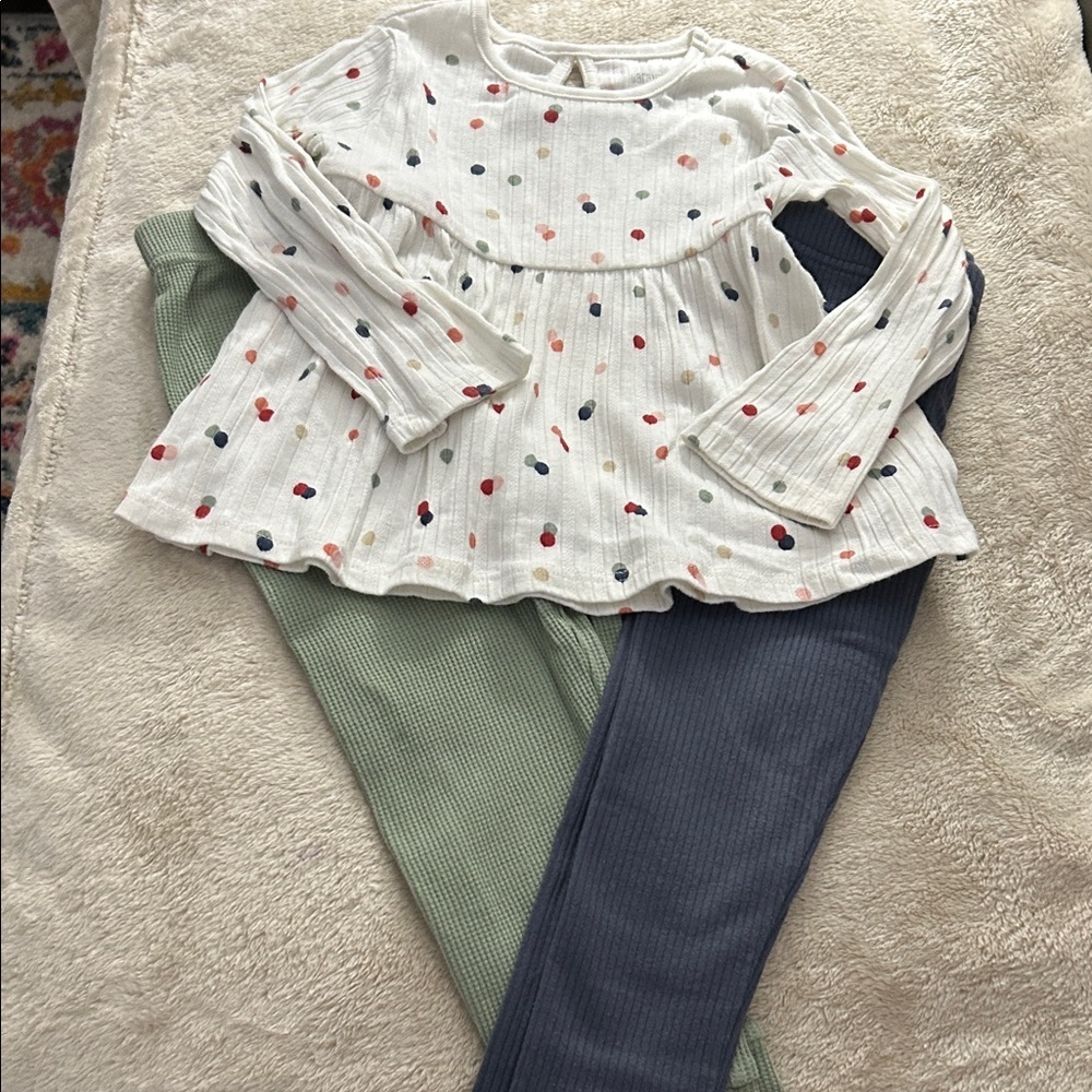 Polka Dot Long Sleeve Top and Leggings Bundle